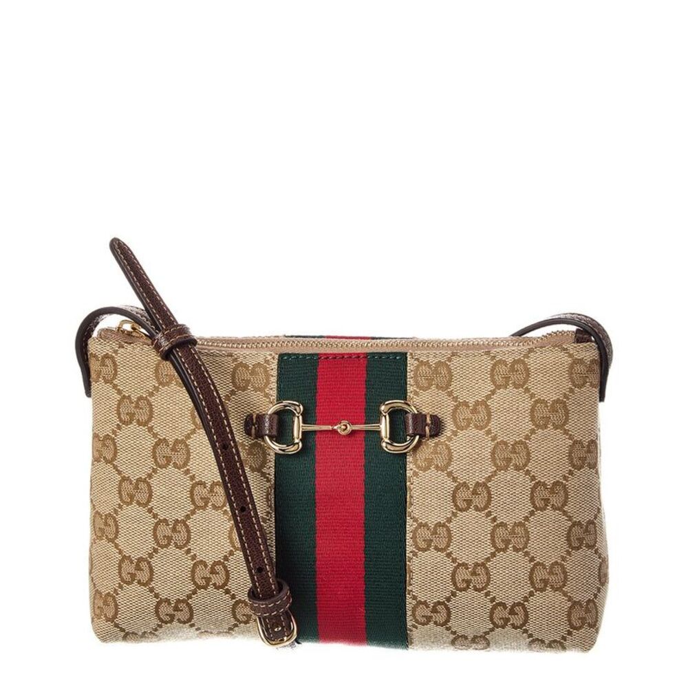 Gucci Horsebit Web Gg Canvas & Leather Shoulder Bag